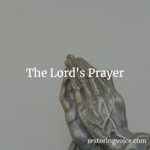 Praying hands.
Title: The Lord's Prayer 
Website: Restoringvoice.com